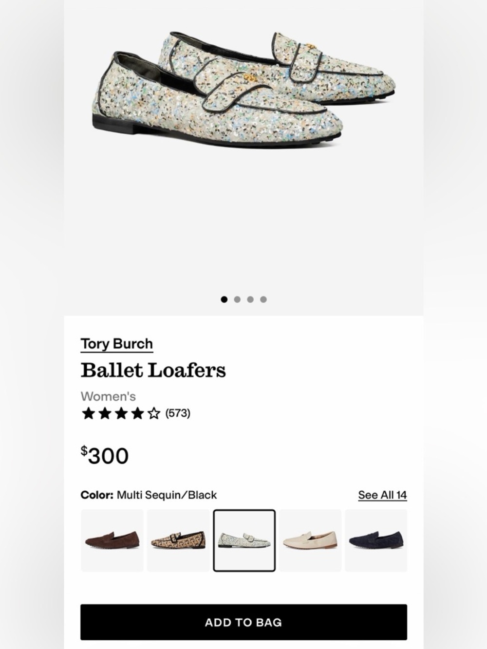 Tory Burch Ballet Mirror Sequin Navy Leather Trim Loafers US 8.5 Box NEW - Picture 13 of 14